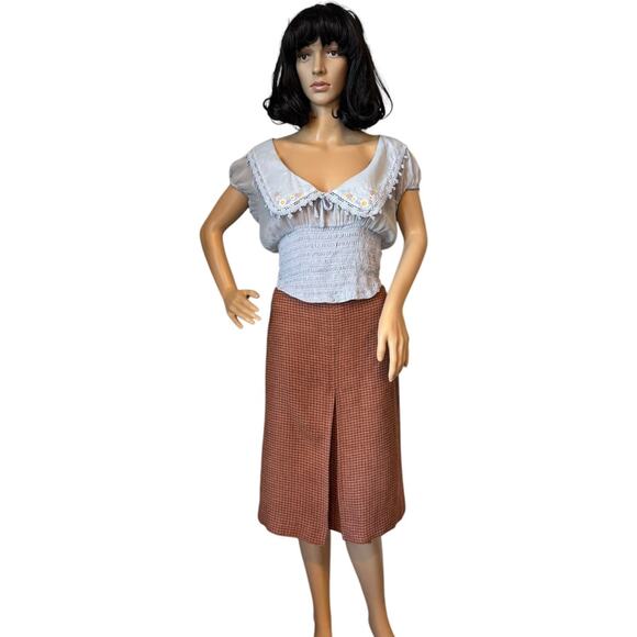 Kimchi Blue Frenchie Sheer Purple Crop Blouse smocked floral embrodidery size M - Picture 3 of 11